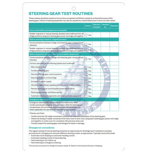 Steering Gear Test Routines & Check Lists Amnautical