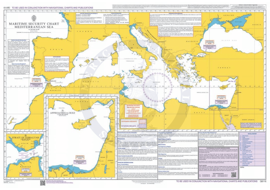 BA Chart Q6110: Maritime Security Chart - Mediterranean Sea