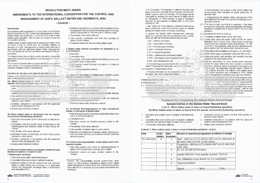 Ballast Water Record Book