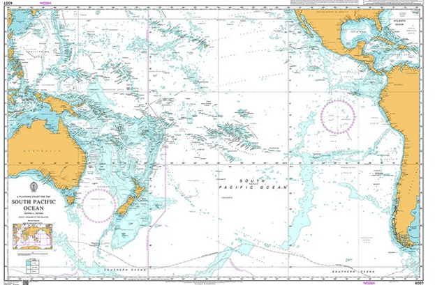 British Admiralty Nautical Chart 4007: A Planning Chart for the South Pacific Ocean