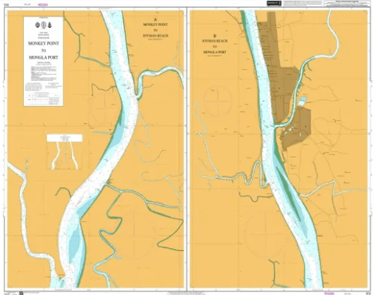 British Admiralty Nautical Chart 732: Bangladesh - Bay of Bengal, Pussur River and Approaches (Replaced by BA Charts 899, 907, & 910)