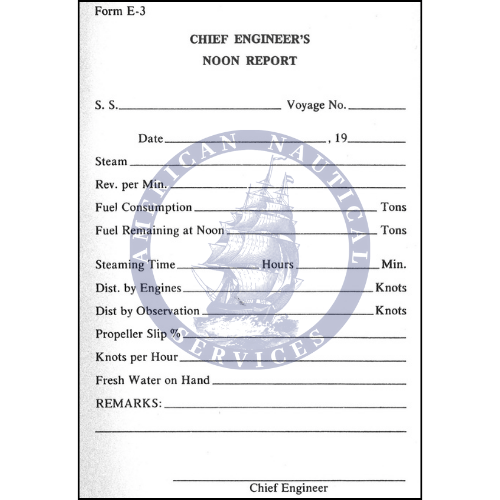 Chief Engineer's Noon Report