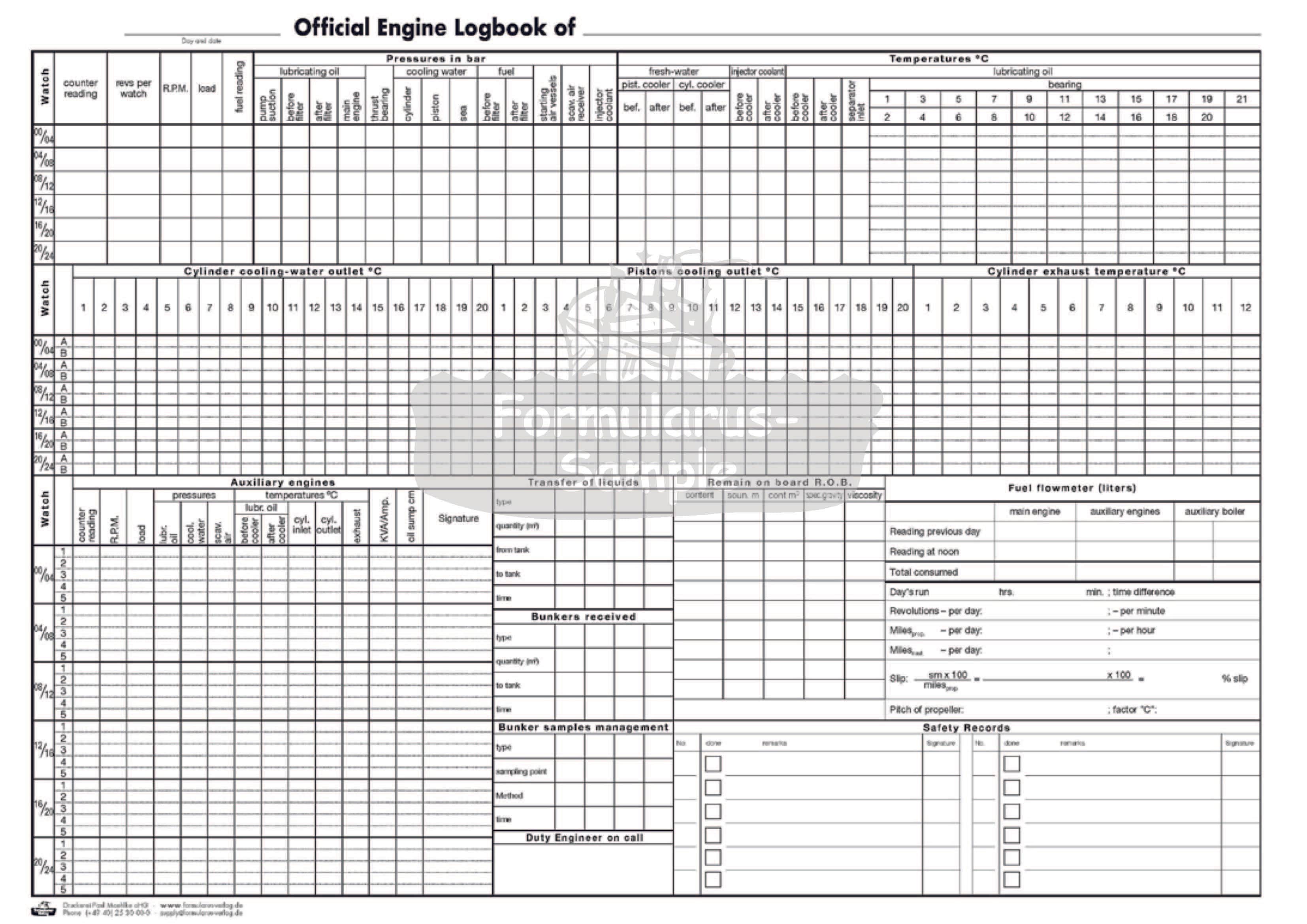 Cyprus Official Engine Log Book