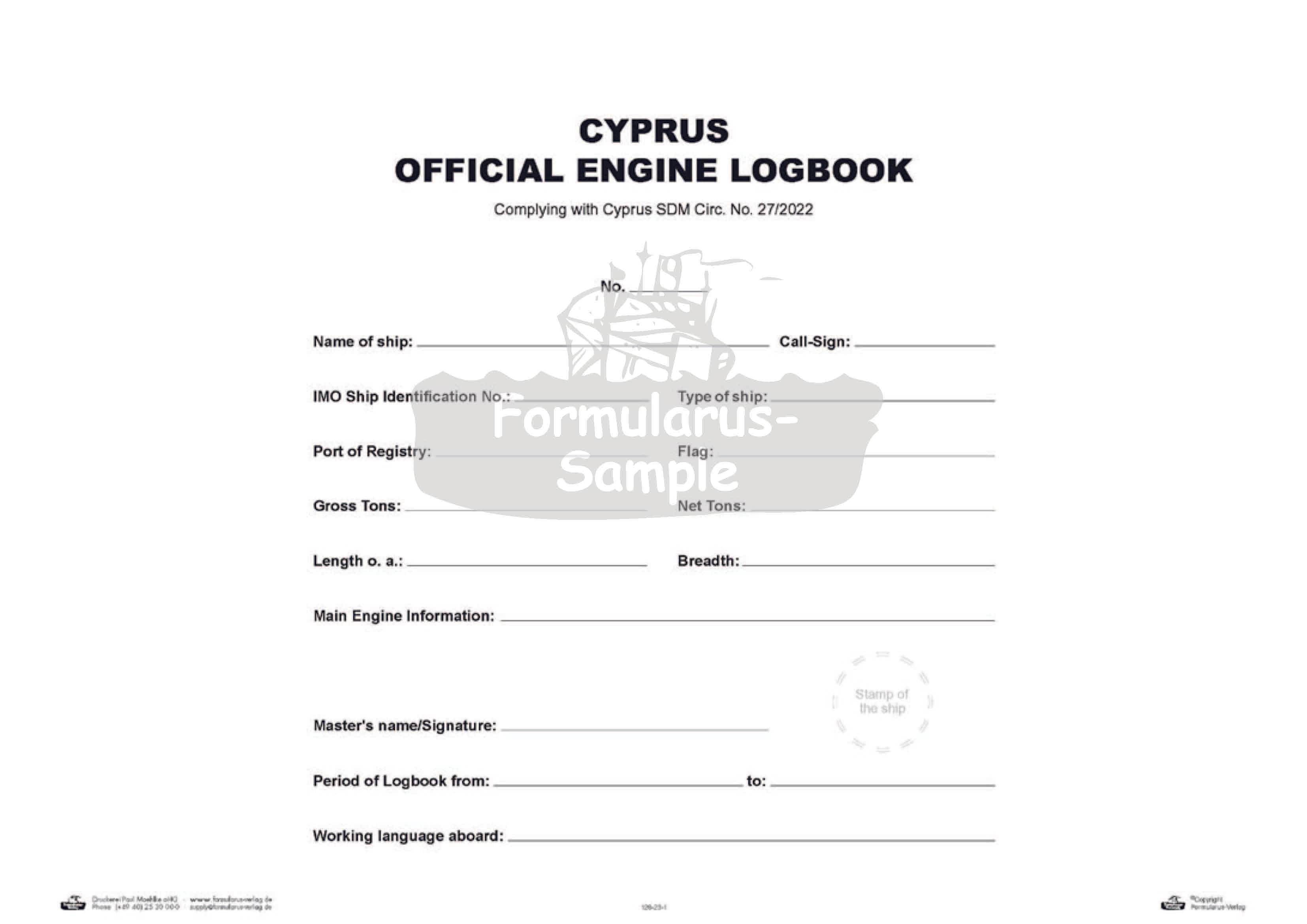 Cyprus Official Engine Log Book