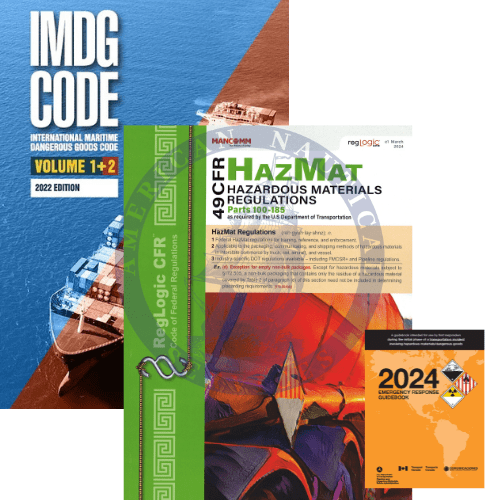 IMDG Code (41-22) + 49 CFR: Transportation (100-185), March 2024 + 2024 Emergency Response Guidebook (ERG)