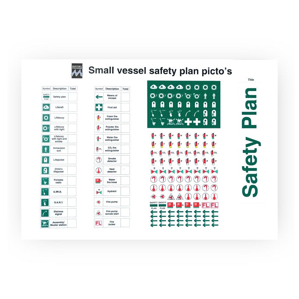 Marine Fire Plan Holders: Small vessel safety plan pictos