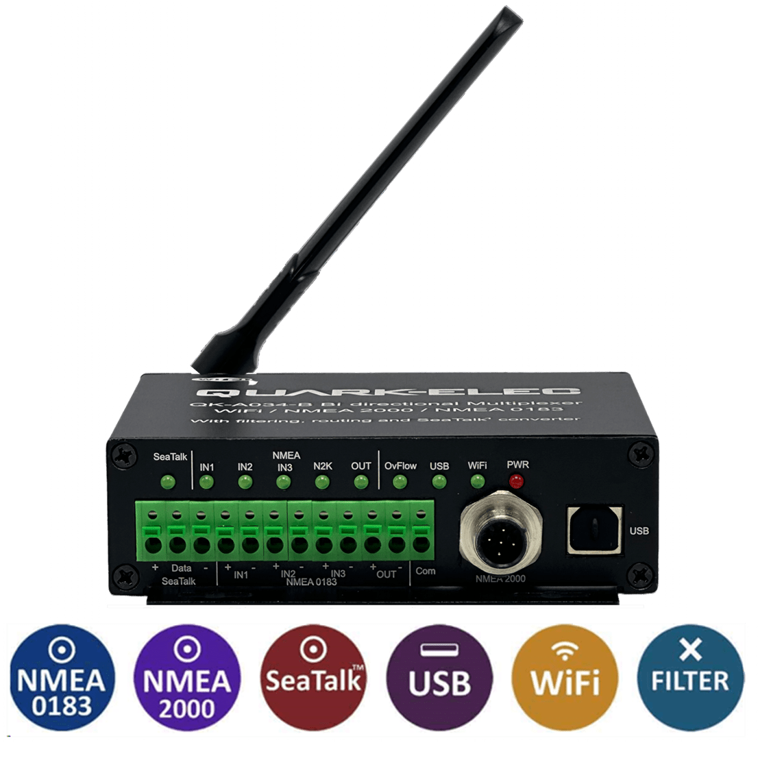 NMEA 2000: QK-A034B Bi-directional WiFi to NMEA 2000 Gateway Multiplexer with NMEA 0183 and SeaTalk input and output