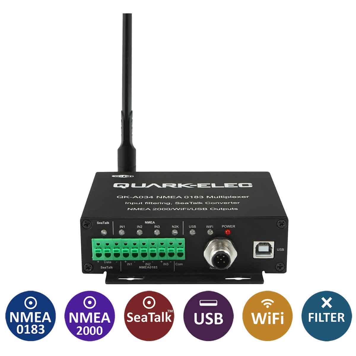 NMEA 2000: QK-A034B Bi-directional WiFi to NMEA 2000 Gateway Multiplexer with NMEA 0183 and SeaTalk input and output