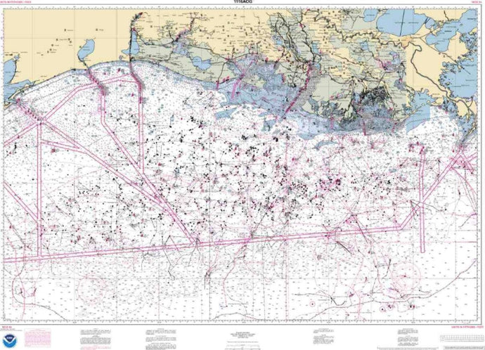 NOAA Nautical Chart 1116A: Mississippi River to Galveston (Oil and Gas Leasing Areas)