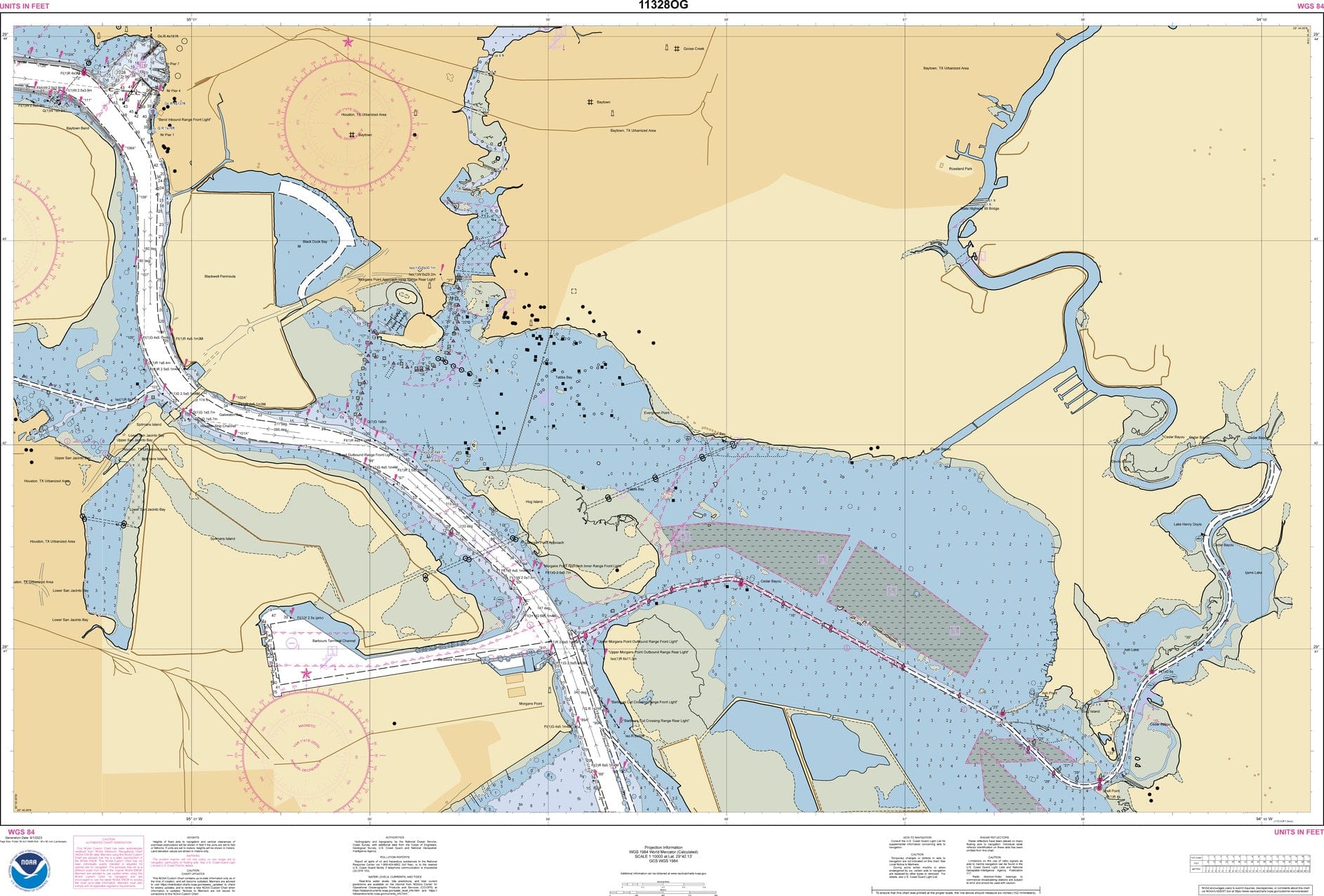 NOAA Nautical Chart 11328: Houston Ship Channel Atkinson Island to Alexander Island