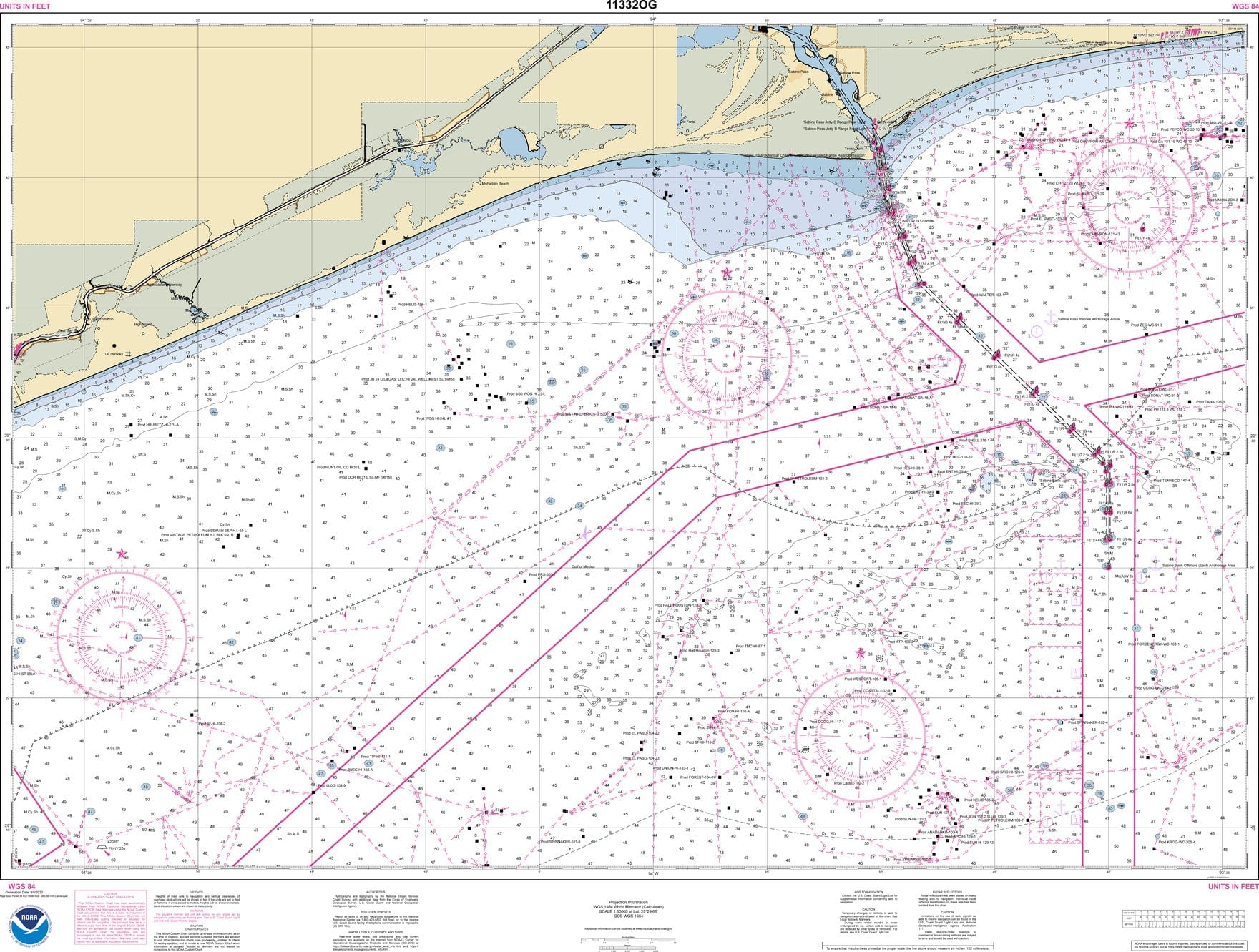 NOAA Nautical Chart 11332: Sabine Bank