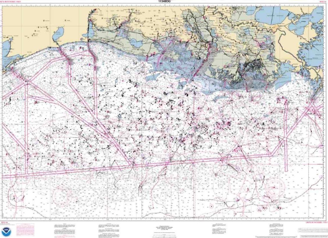 NOAA Nautical Chart 11340: Mississippi River to Galveston