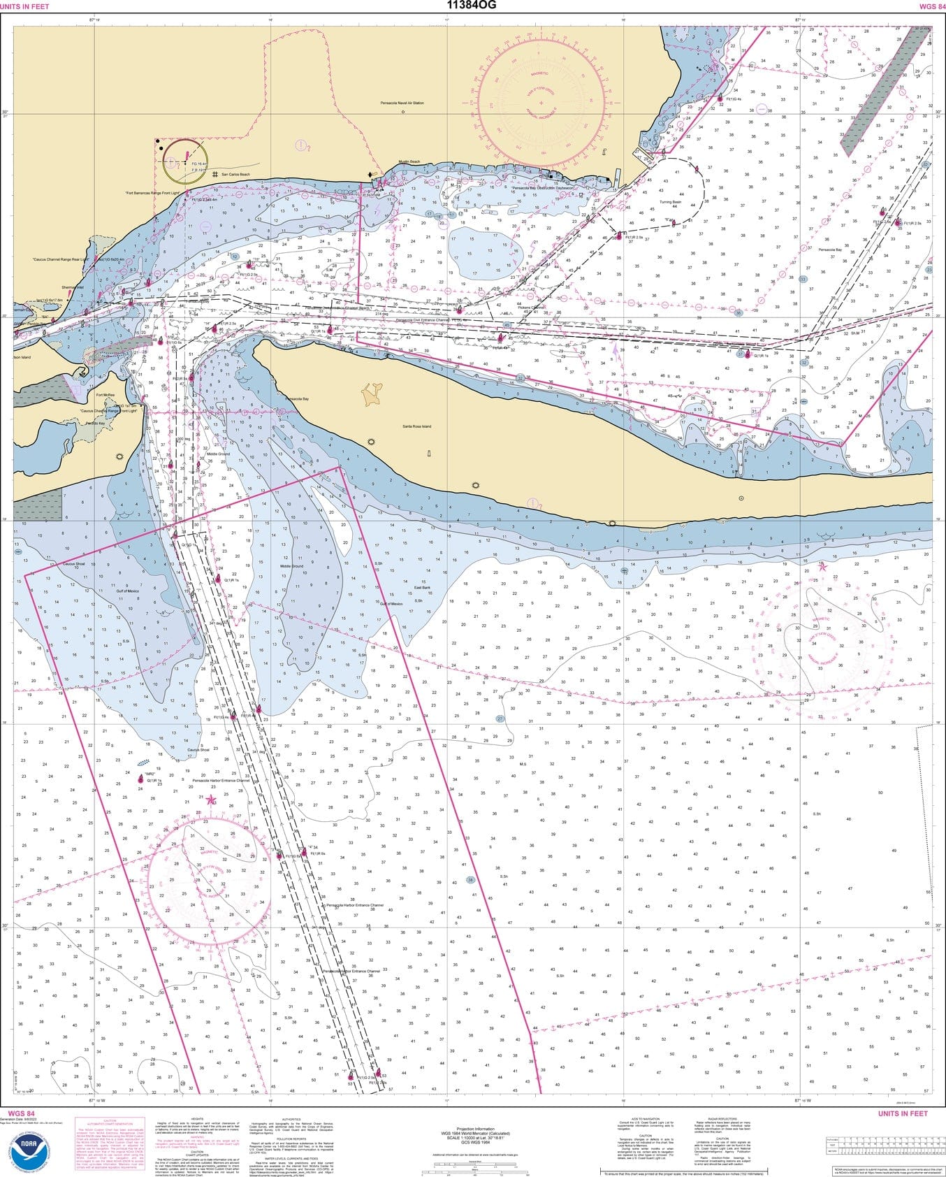 NOAA Nautical Chart 11384: Pensacola Bay Entrance