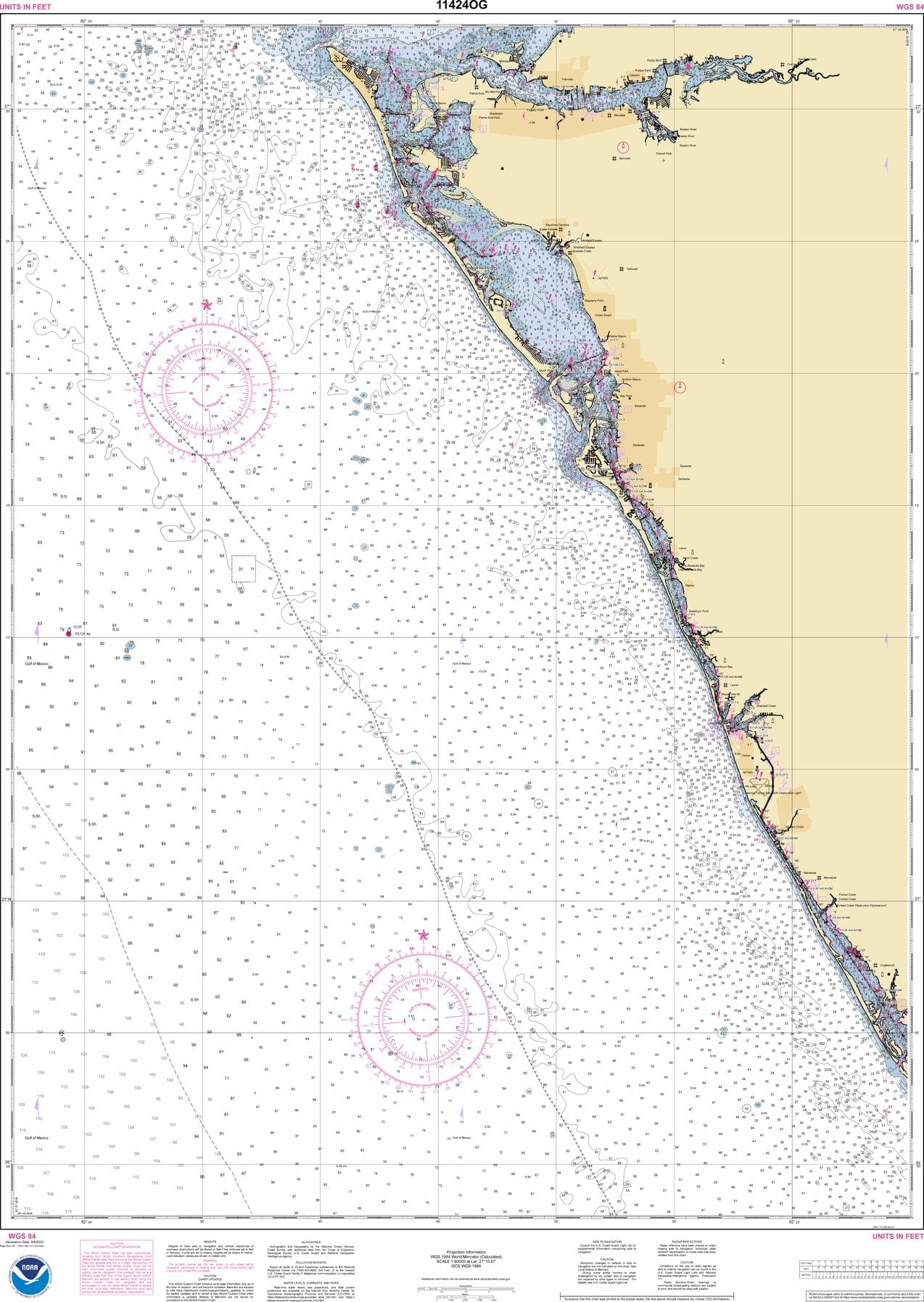 NOAA Nautical Chart 11424: Lemon Bay to Passage Key Inlet