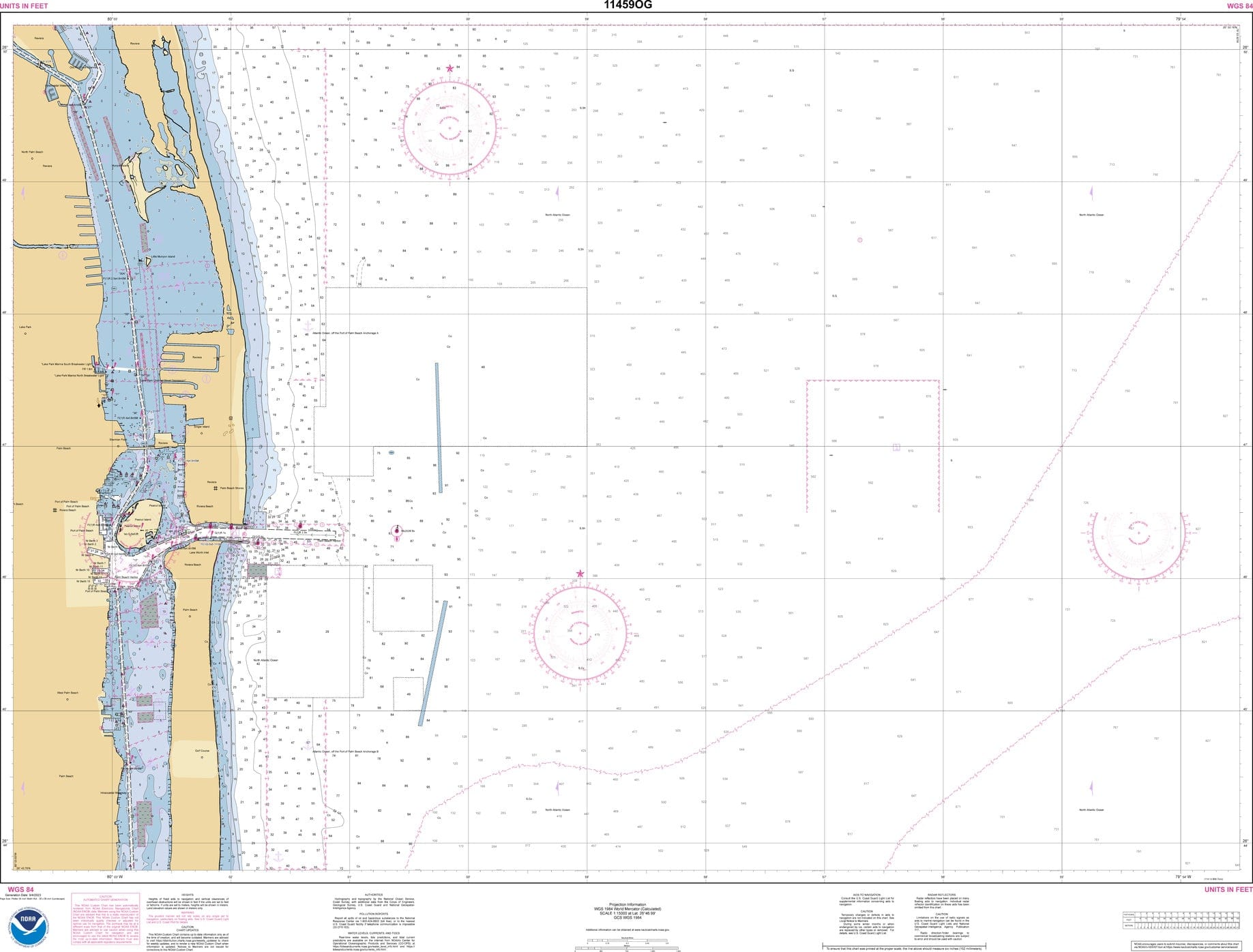 NOAA Nautical Chart 11459: Port of Palm Beach and Approaches