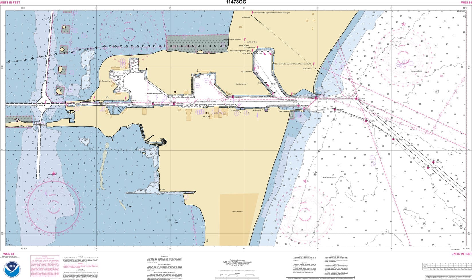 NOAA Nautical Chart 11478: Port Canaveral; Canaveral Barge Canal Extension