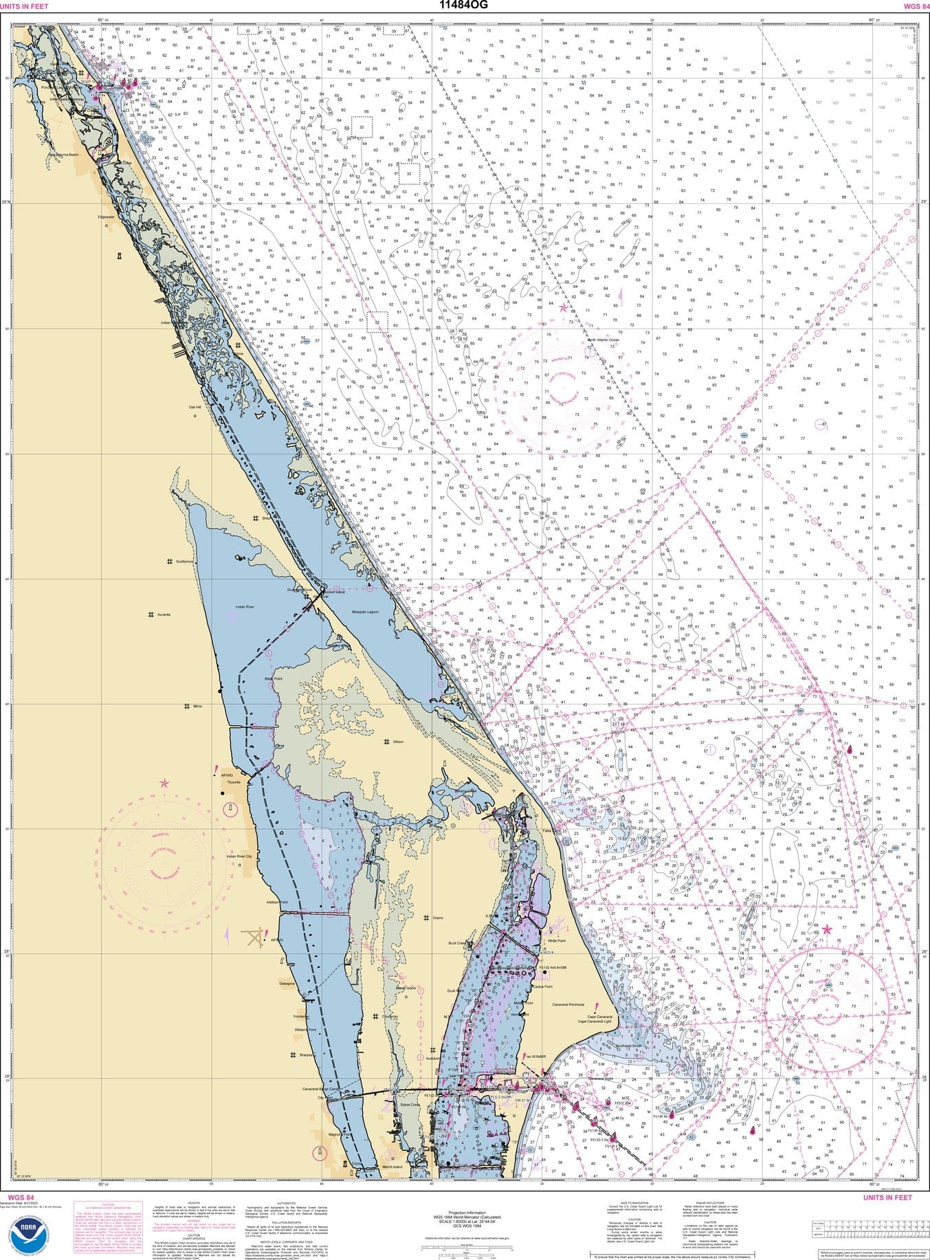 NOAA Nautical Chart 11484: Ponce de Leon Inlet to Cape Canaveral