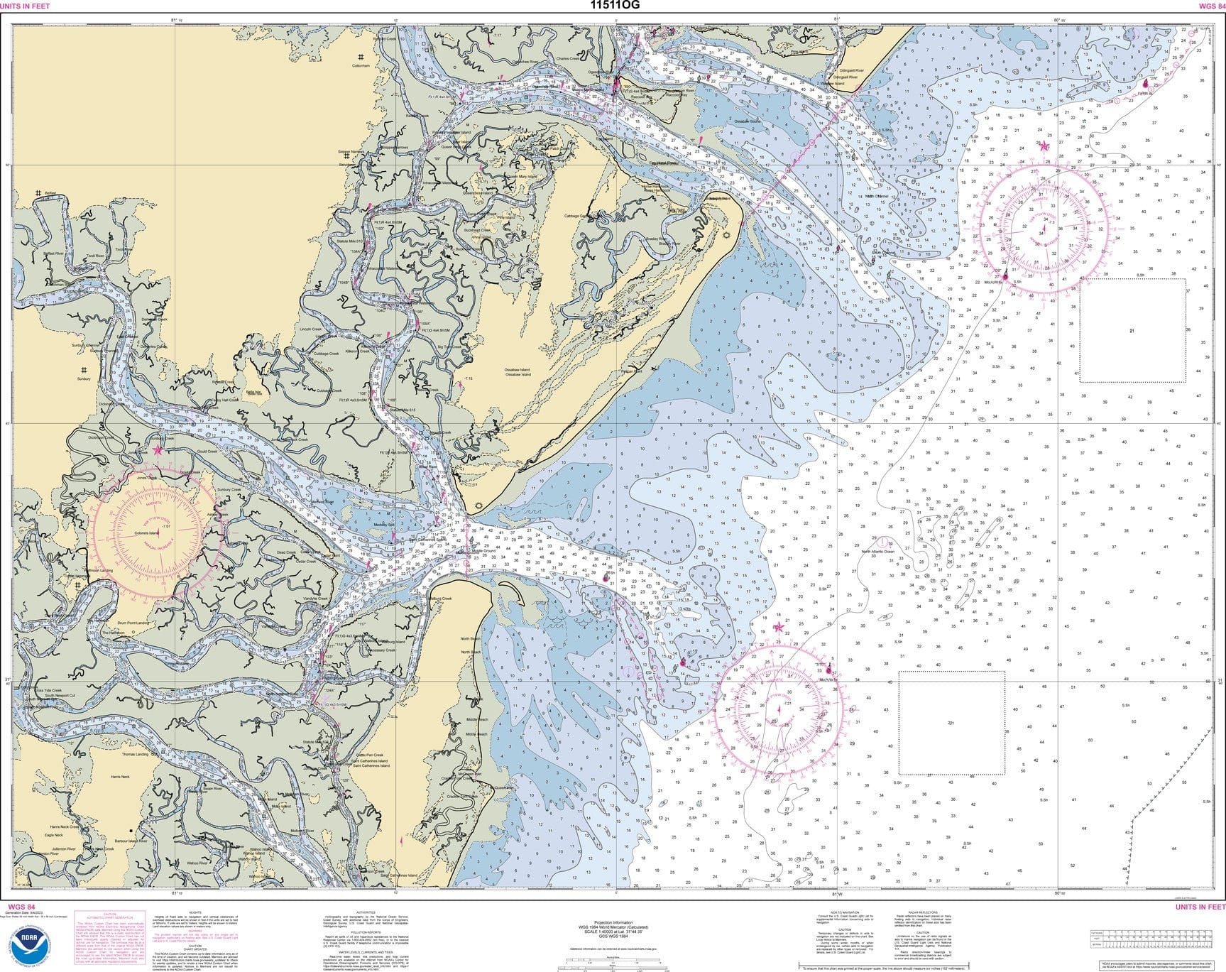 NOAA Nautical Chart 11511: Ossabaw and St. Catherines Sounds