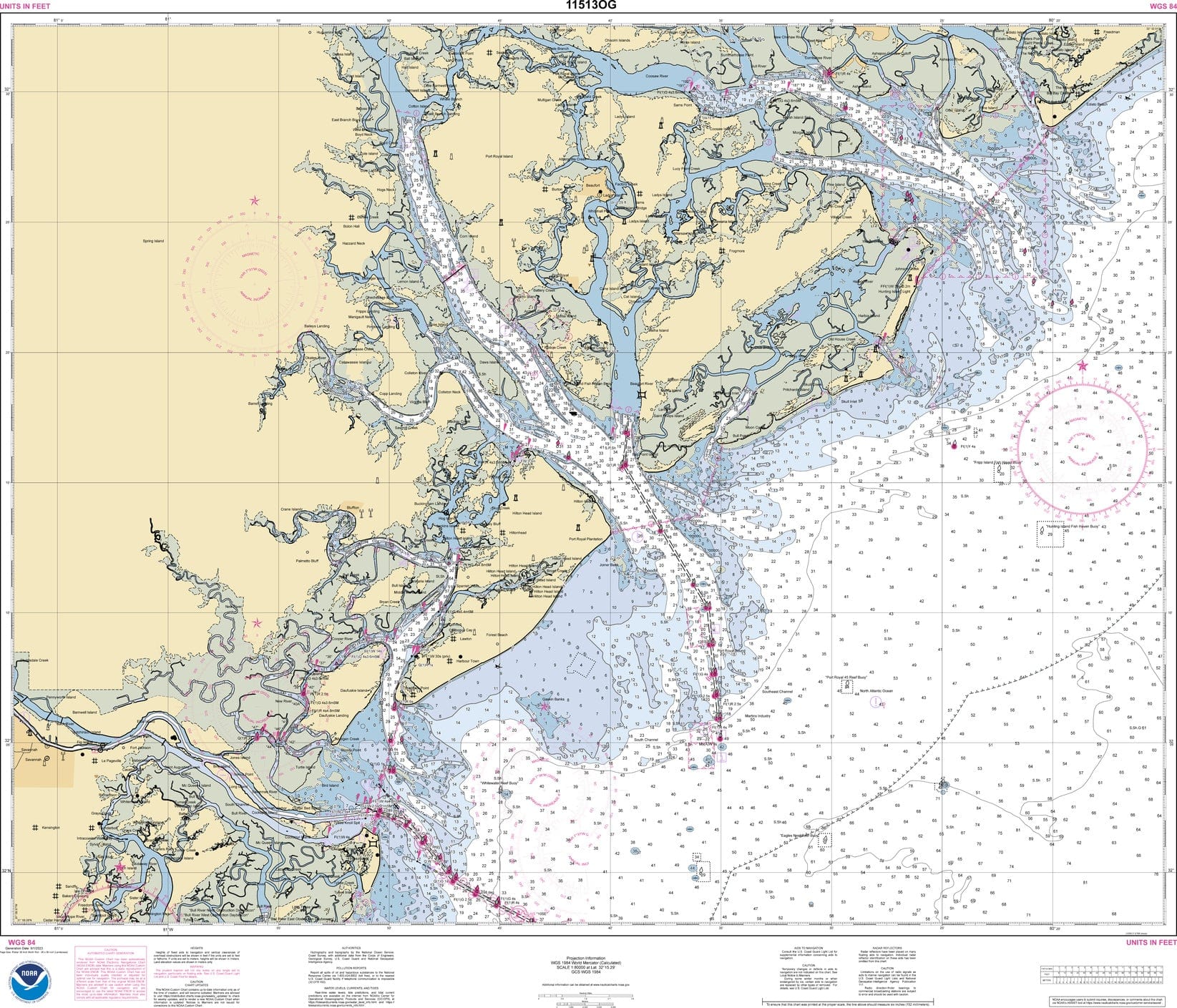 NOAA Nautical Chart 11513: St. Helena Sound to Savannah River