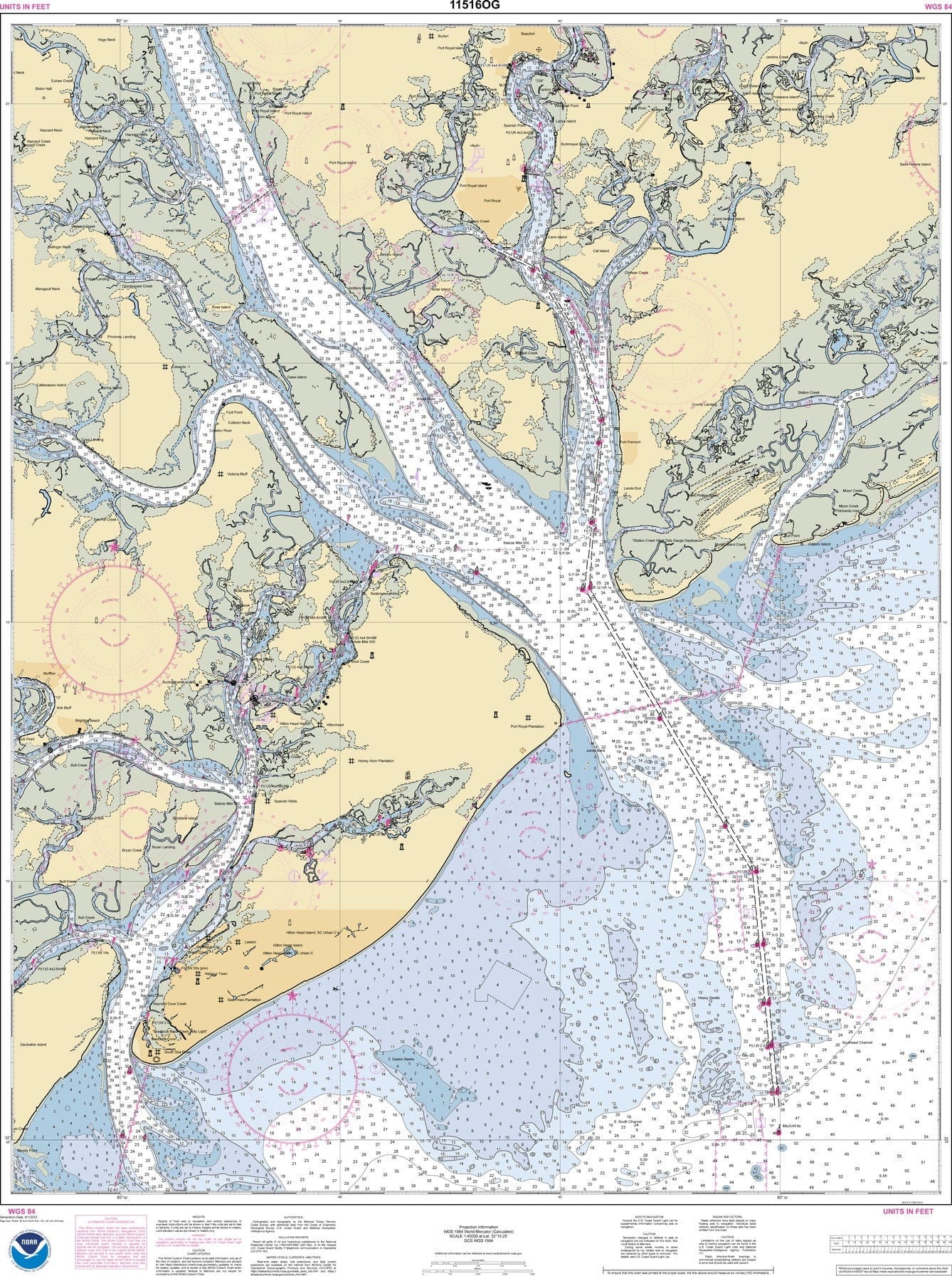 NOAA Nautical Chart 11516: Port Royal Sound and Inland Passages