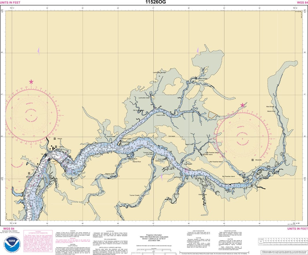 NOAA Nautical Chart 11526: Wando River Upper Part