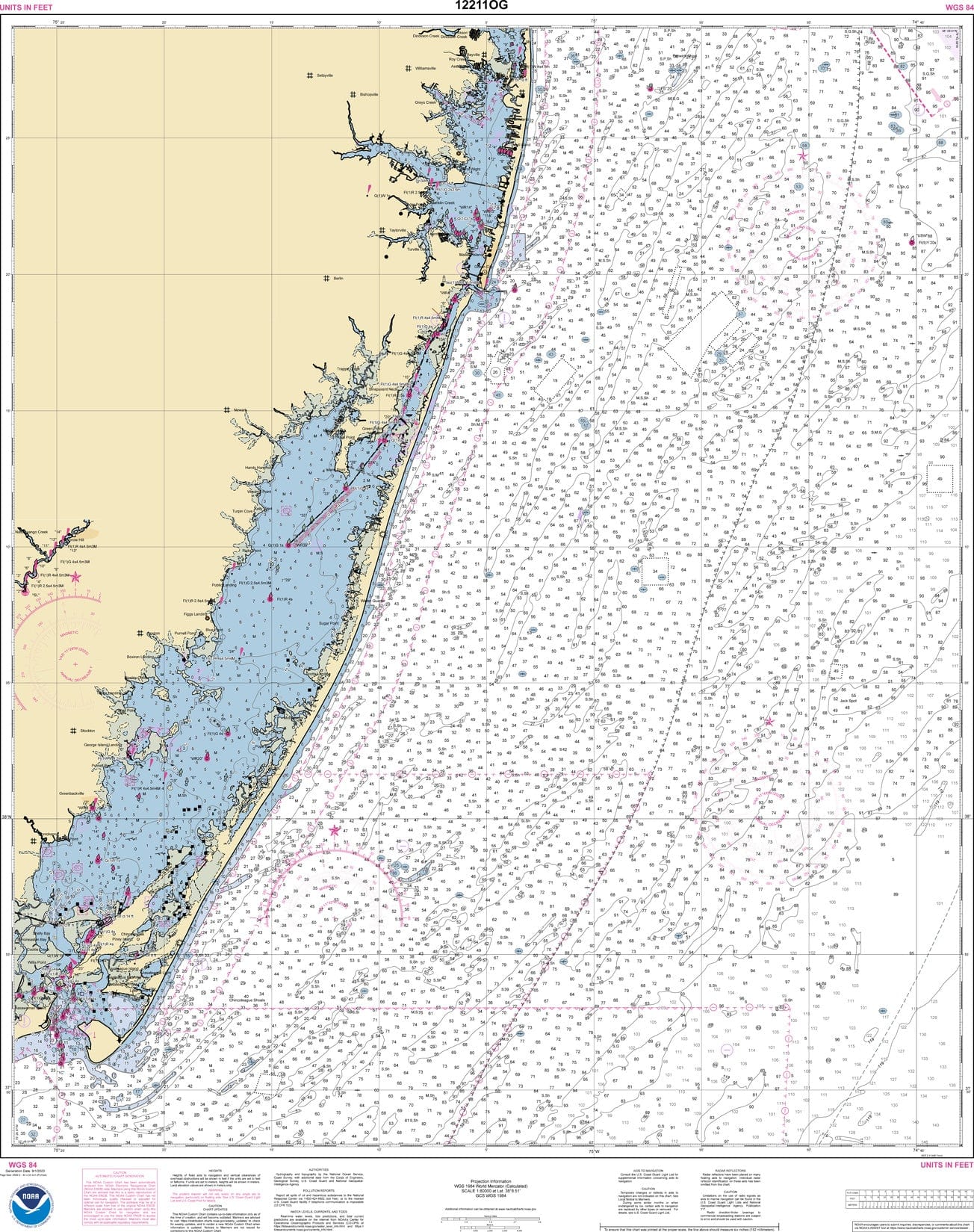 NOAA Nautical Chart 12211: Fenwick Island to Chincoteague Inlet; Ocean City Inlet