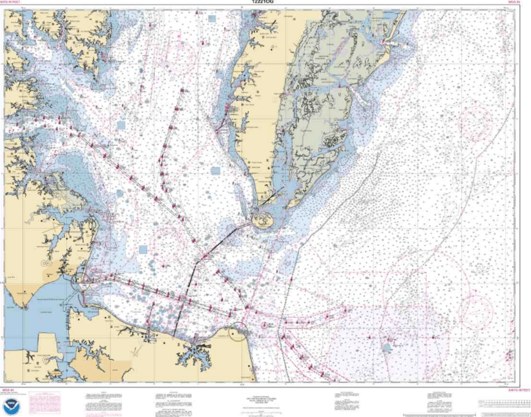 NOAA Nautical Chart 12221: Chesapeake Bay Entrance