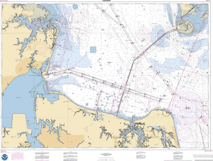 NOAA Nautical Chart 12222: Chesapeake Bay Cape Charles to Norfolk Harbor