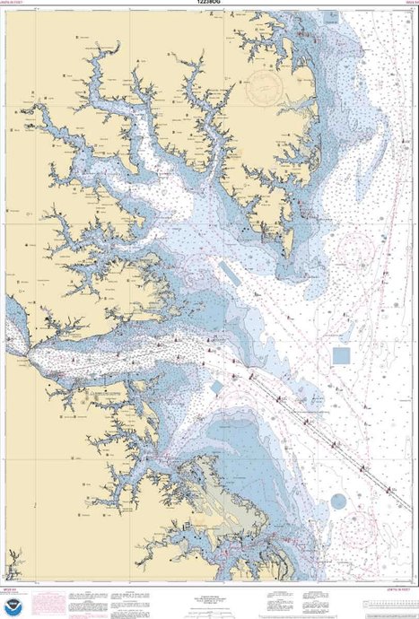 NOAA Nautical Chart 12238: Chesapeake Bay Mobjack Bay and York River Entrance