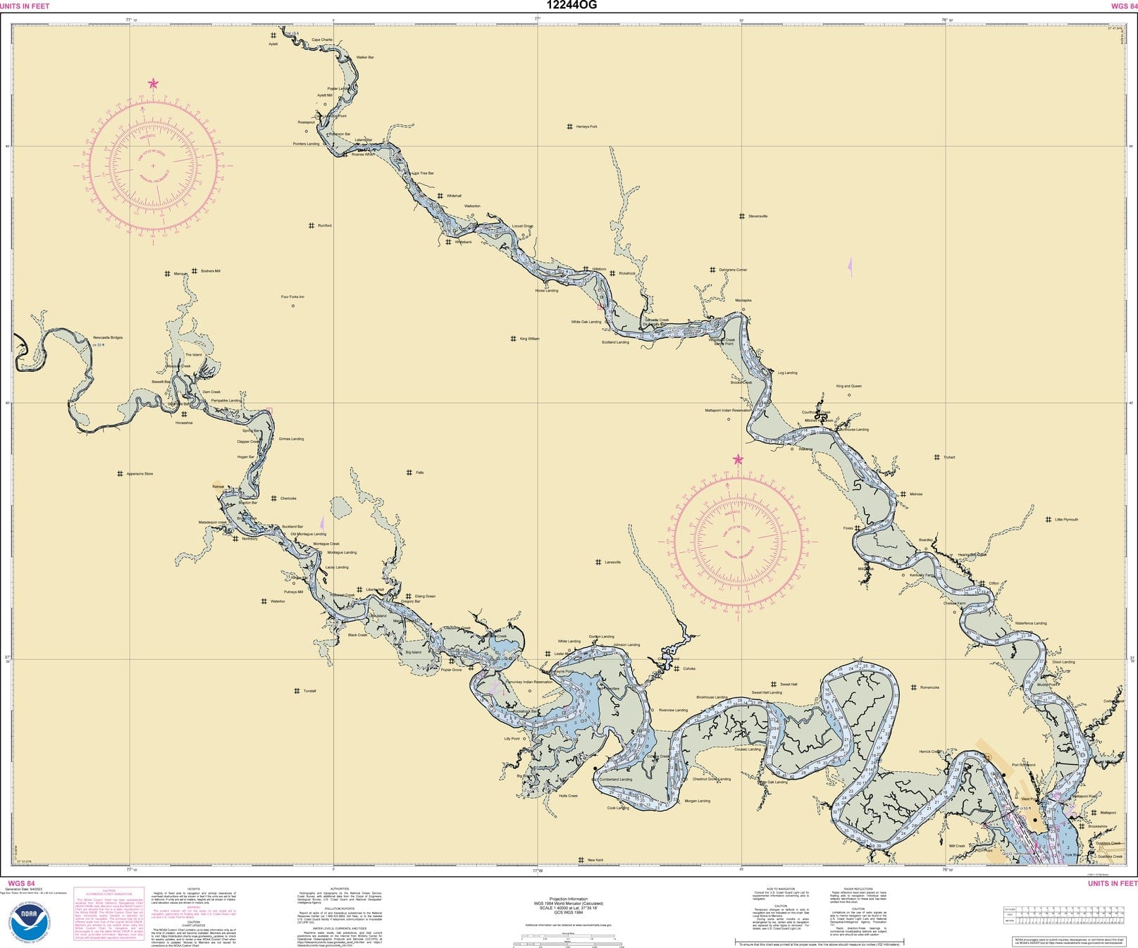 NOAA Nautical Chart 12244: Pamunkey And Mattaponi Rivers