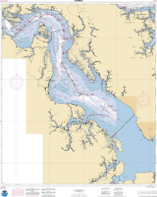 NOAA Nautical Chart 12248: James River Newport News to Jamestown lsland; Back River and College Creek