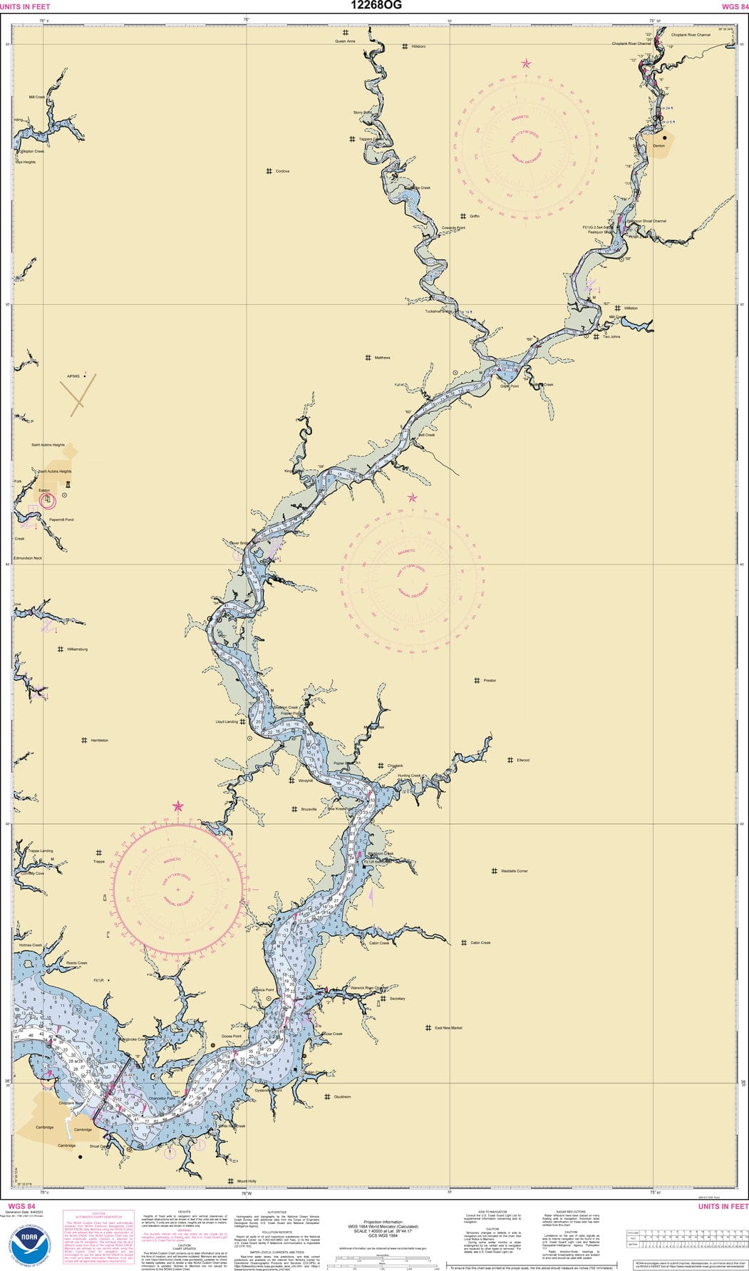 NOAA Nautical Chart 12268: Choptank River Cambridge to Greensboro