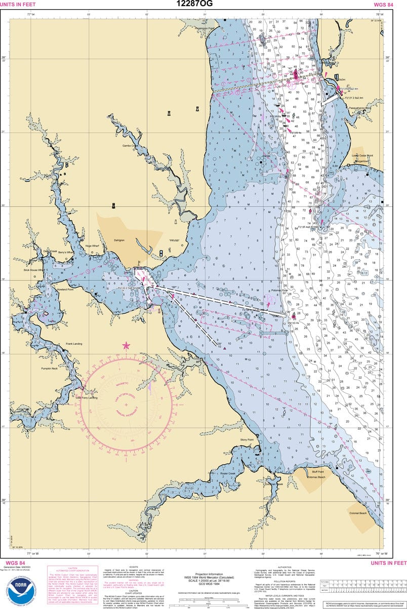 NOAA Nautical Chart 12287: Potomac River Dahlgren and Vicinity