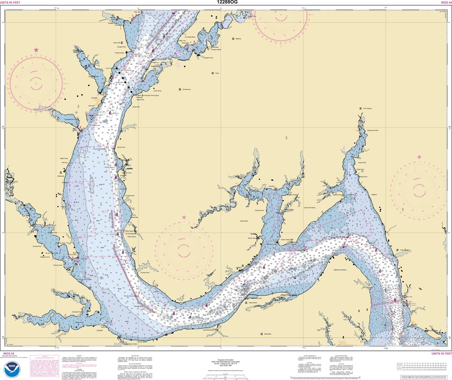 NOAA Nautical Chart 12288: Potomac River Lower Cedar Point to Mattawoman Creek