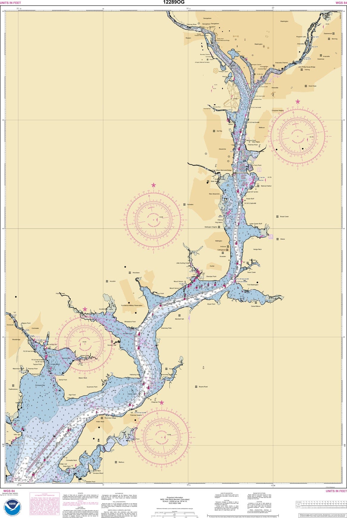 NOAA Nautical Chart 12289: Potomac River Mattawoman Creek to Georgetown; Washington Harbor