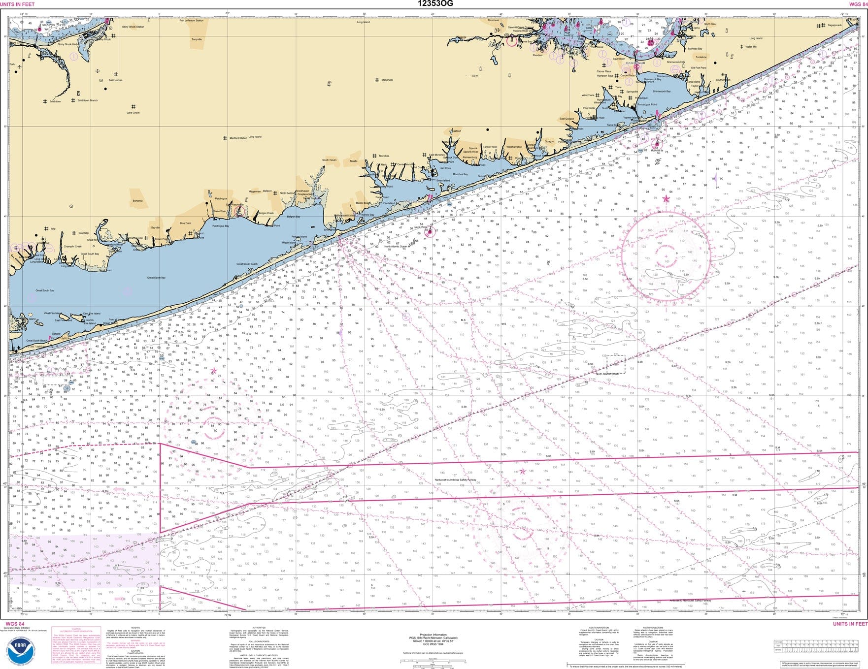 NOAA Nautical Chart 12353: Shinnecock Light to Fire Island Light