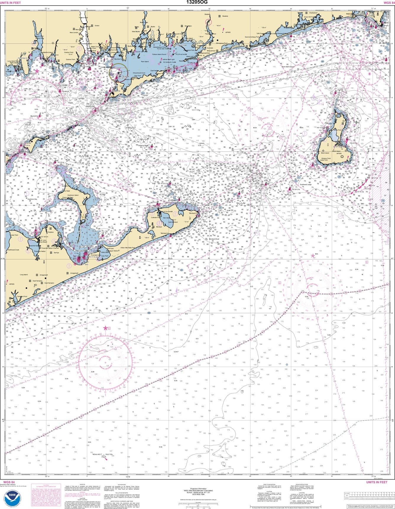 NOAA Nautical Chart 13205: Block Island Sound and Approaches