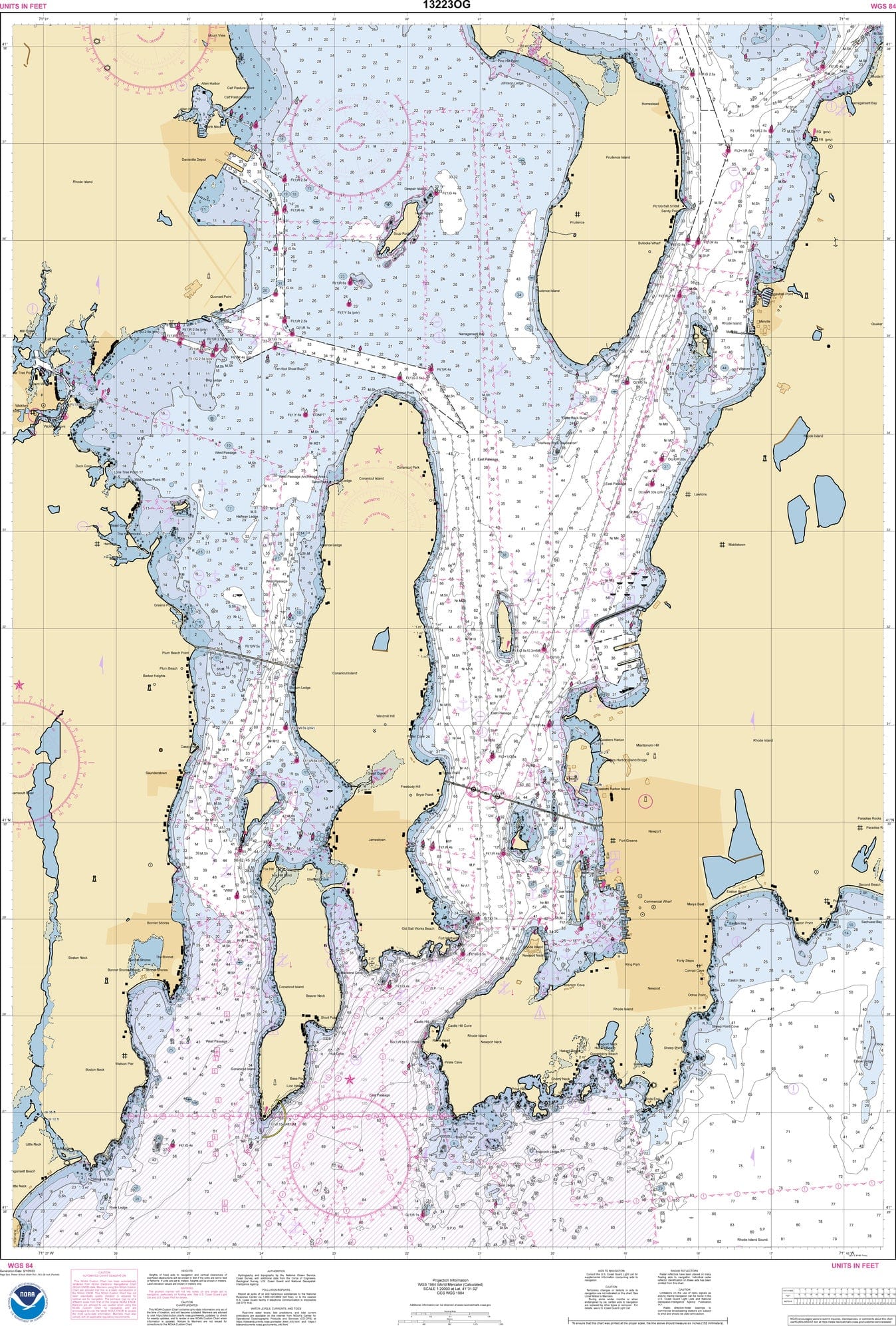 NOAA Nautical Chart 13223: Narragansett Bay, Including Newport Harbor