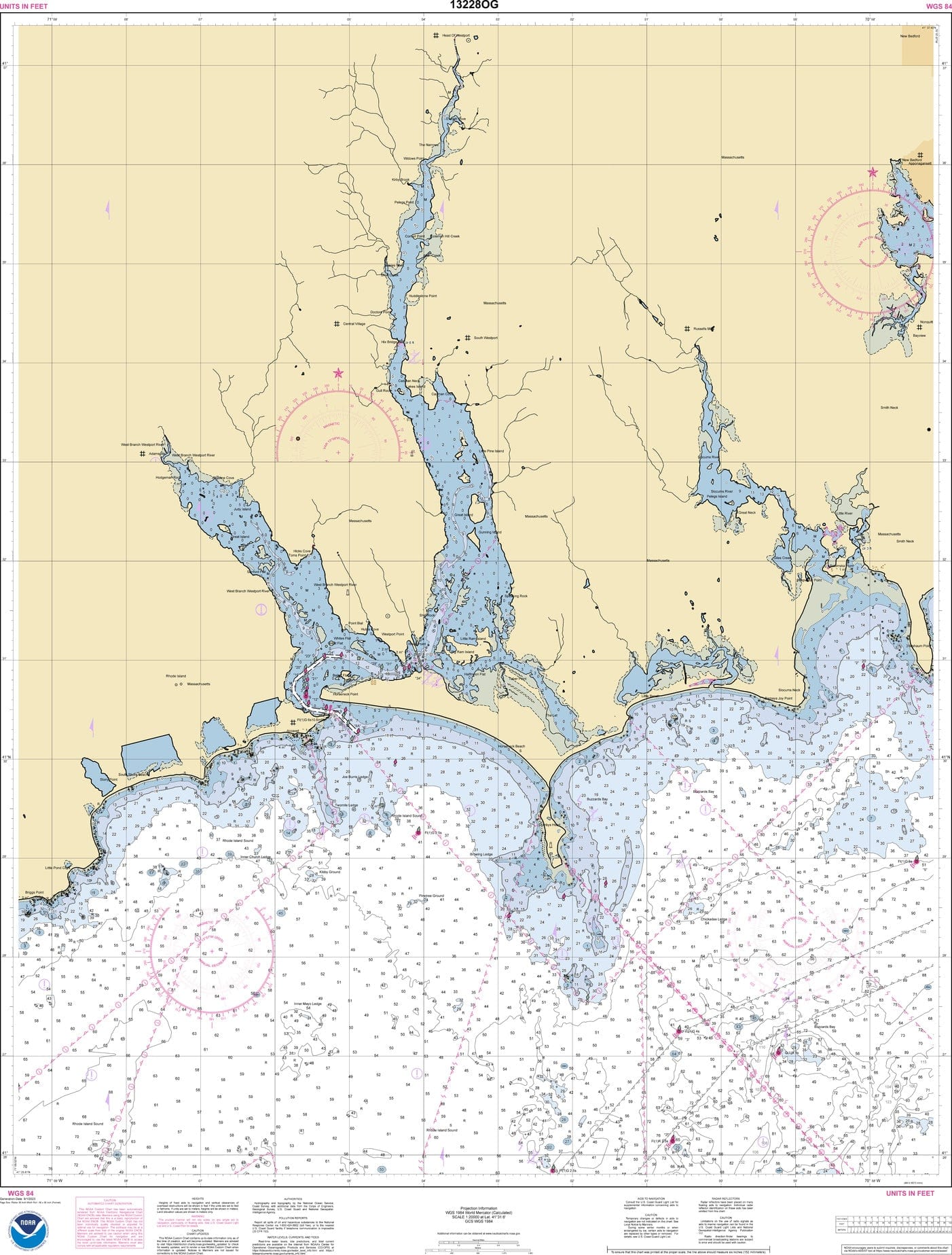 NOAA Nautical Chart 13228: Westport River and Approaches