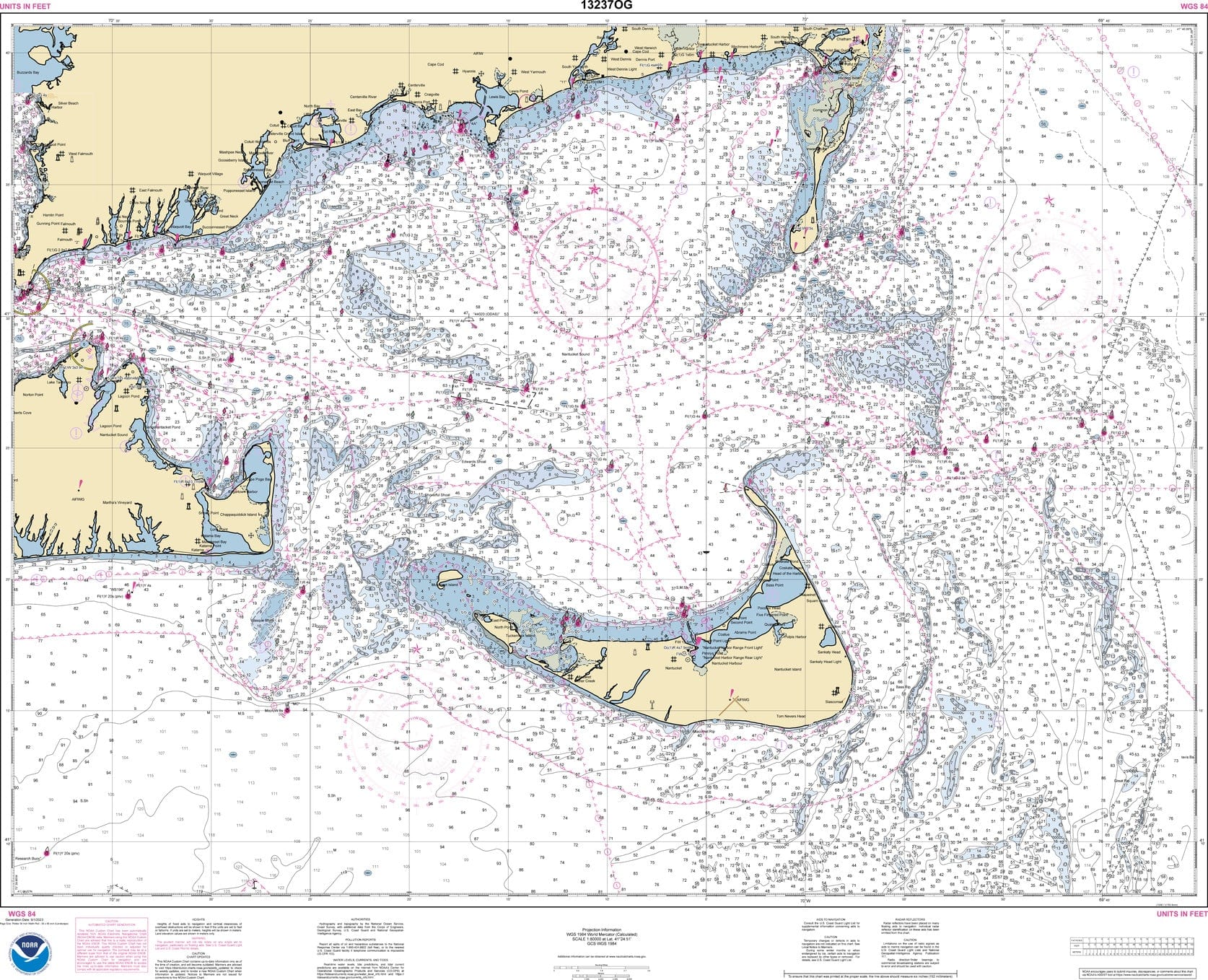 NOAA Nautical Chart 13237: Nantucket Sound and Approaches