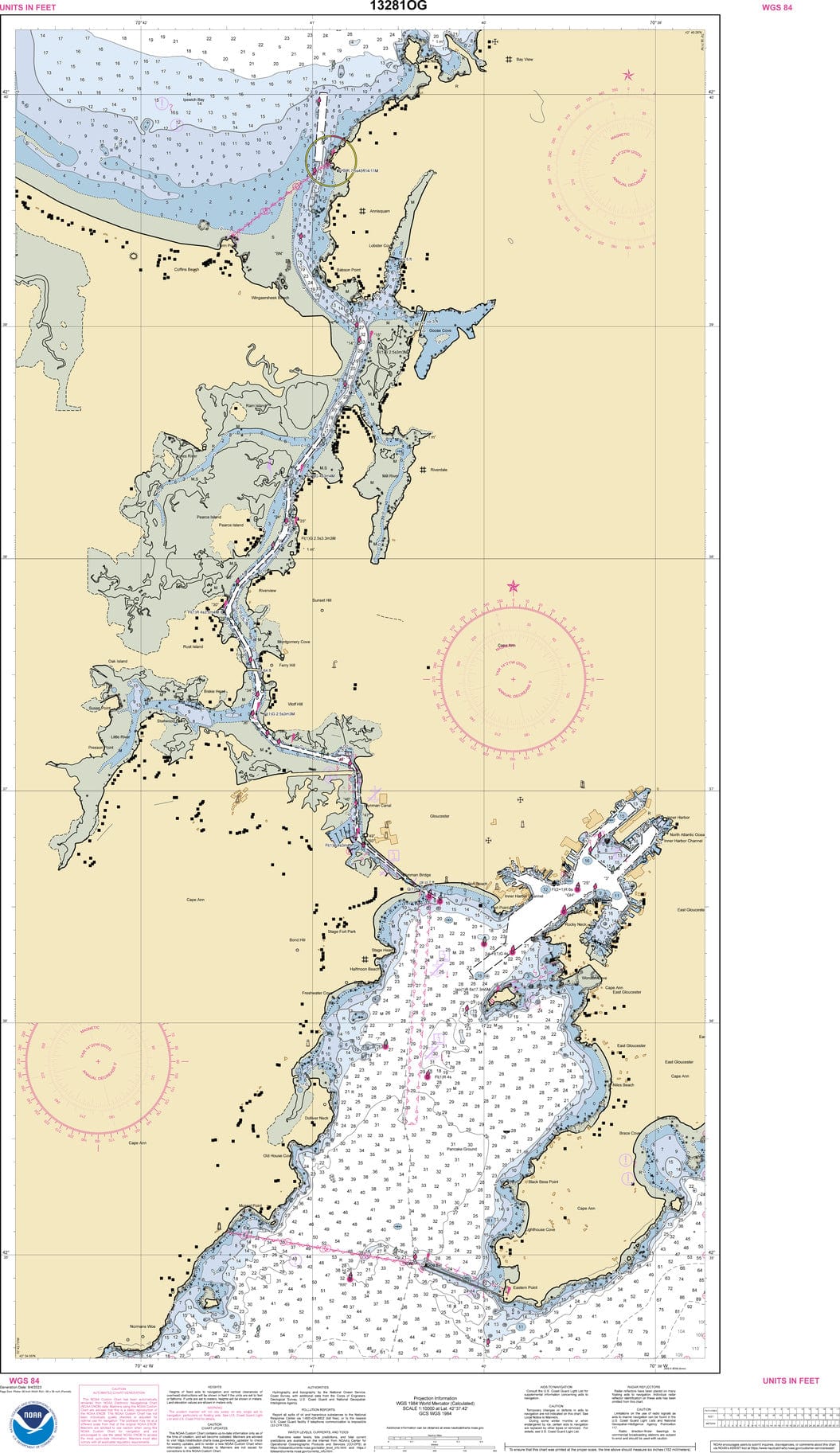 NOAA Nautical Chart 13281: Gloucester Harbor and Annisquam River