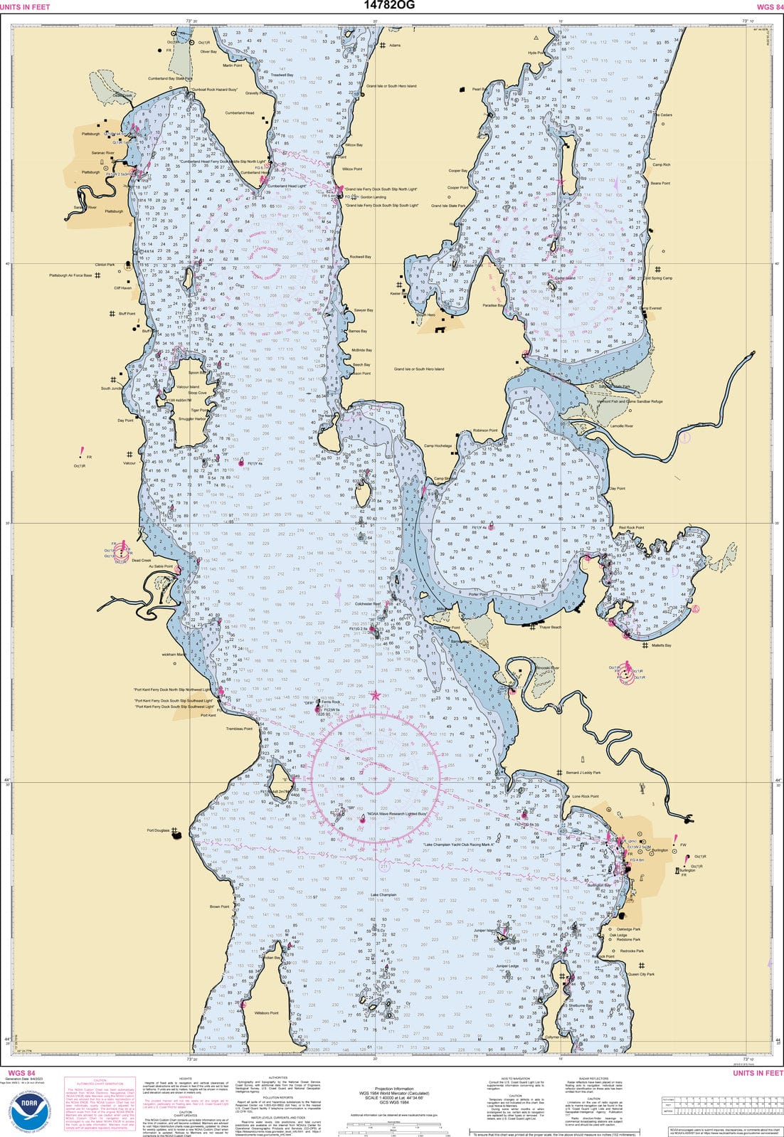 NOAA Nautical Chart 14782: Cumberland Head to Four Brothers Islands