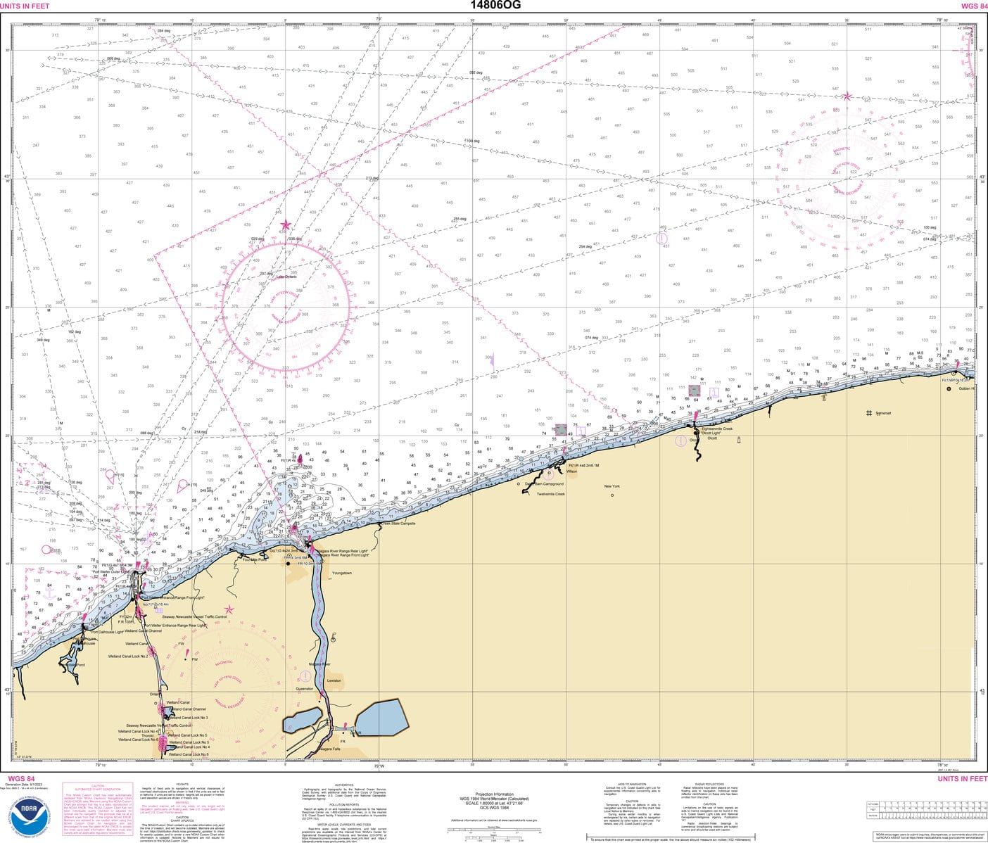 NOAA Nautical Chart 14806: Thirtymile Point, N.Y., to Port Dalhousie, Ont.