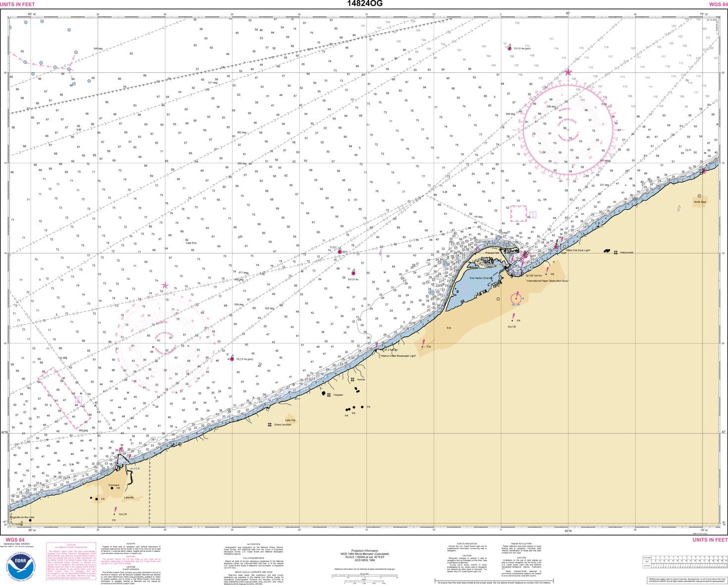 NOAA Nautical Chart 14824: Sixteenmile Creek to Conneaut;Conneaut Harbor