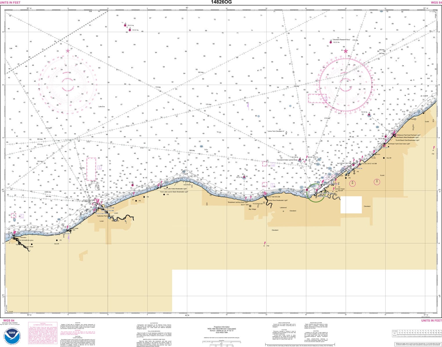 NOAA Nautical Chart 14826: Moss Point to Vermilion;Beaver Creek;Vermilion Harbor;Rocky River