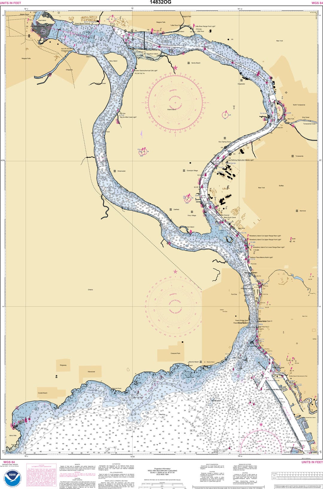 NOAA Nautical Chart 14832: Niagara Falls to Buffalo