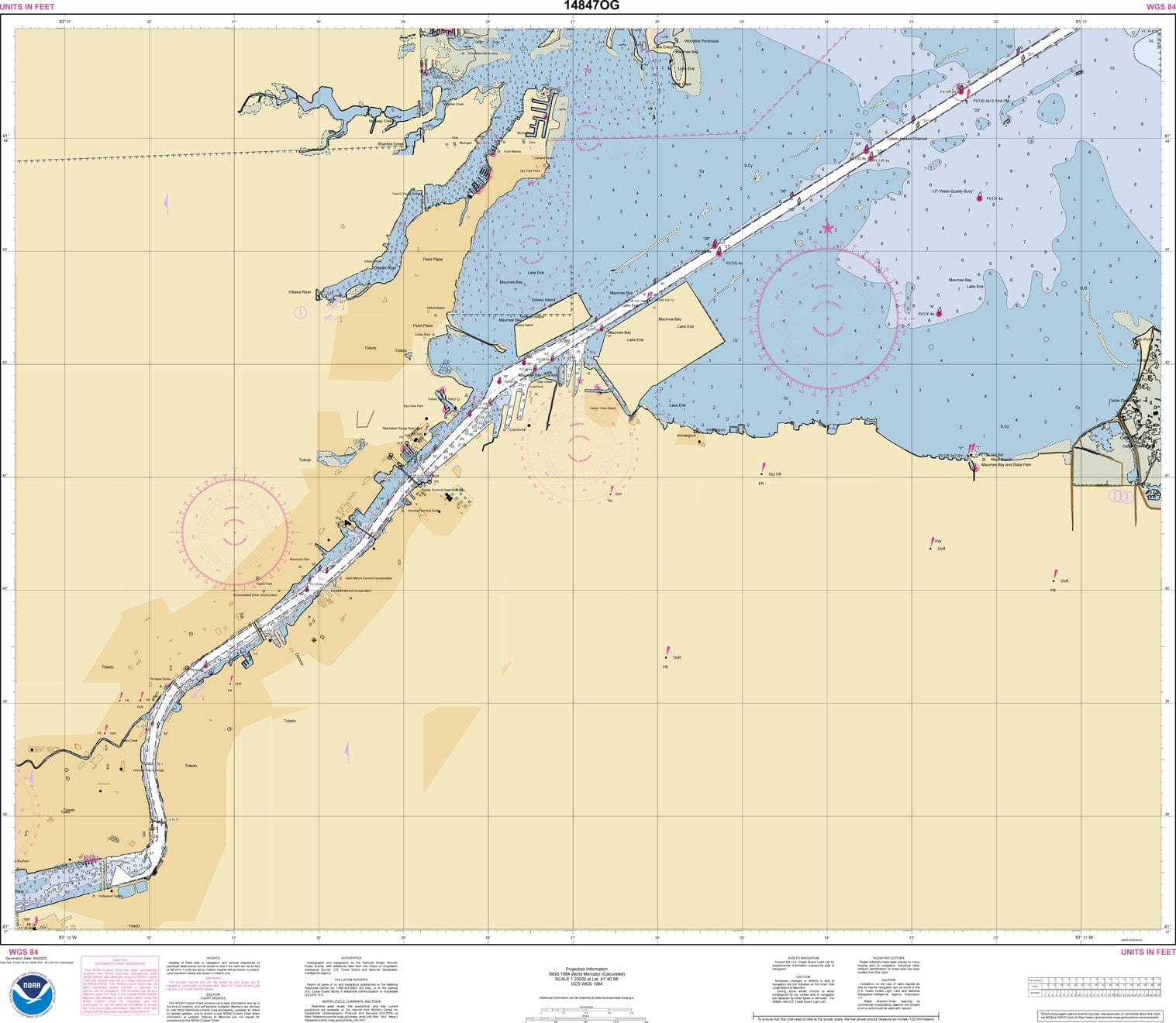 NOAA Nautical Chart 14847: Toledo Harbor;Entrance Channel to Harbor