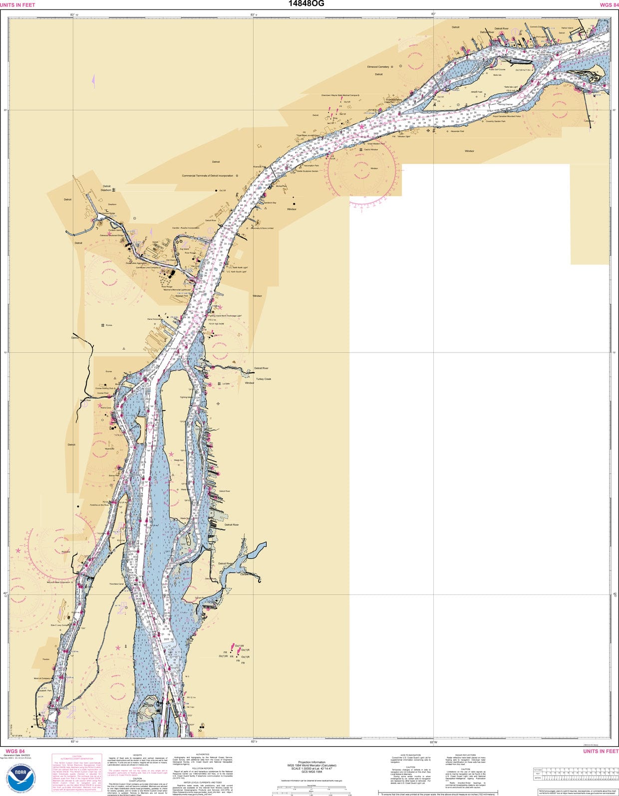 NOAA Nautical Chart 14848: Detroit River