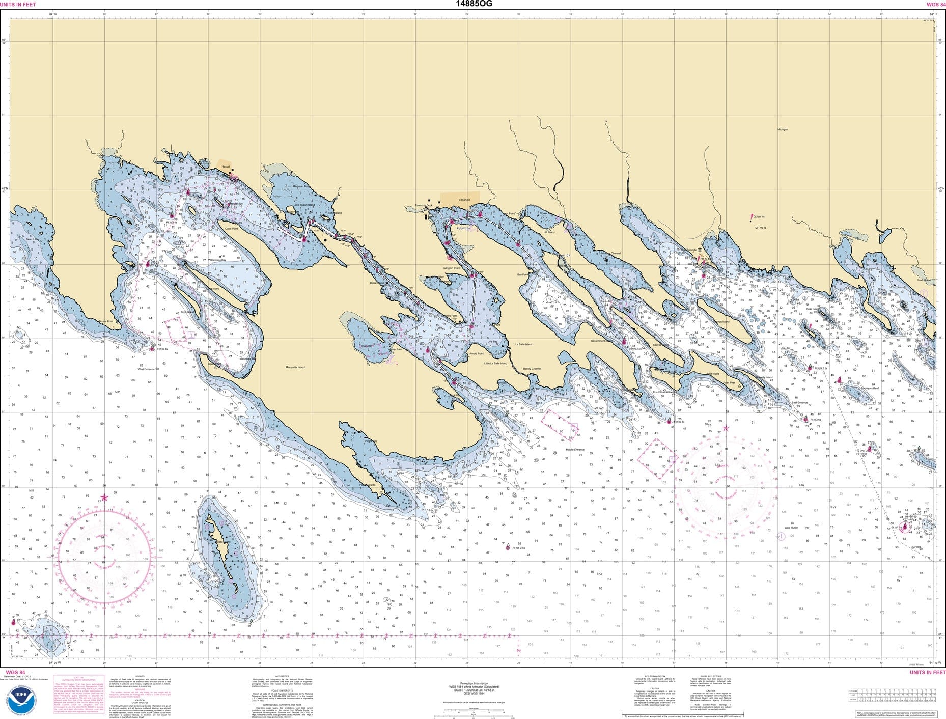 NOAA Nautical Chart 14885: Les Cheneaux Islands