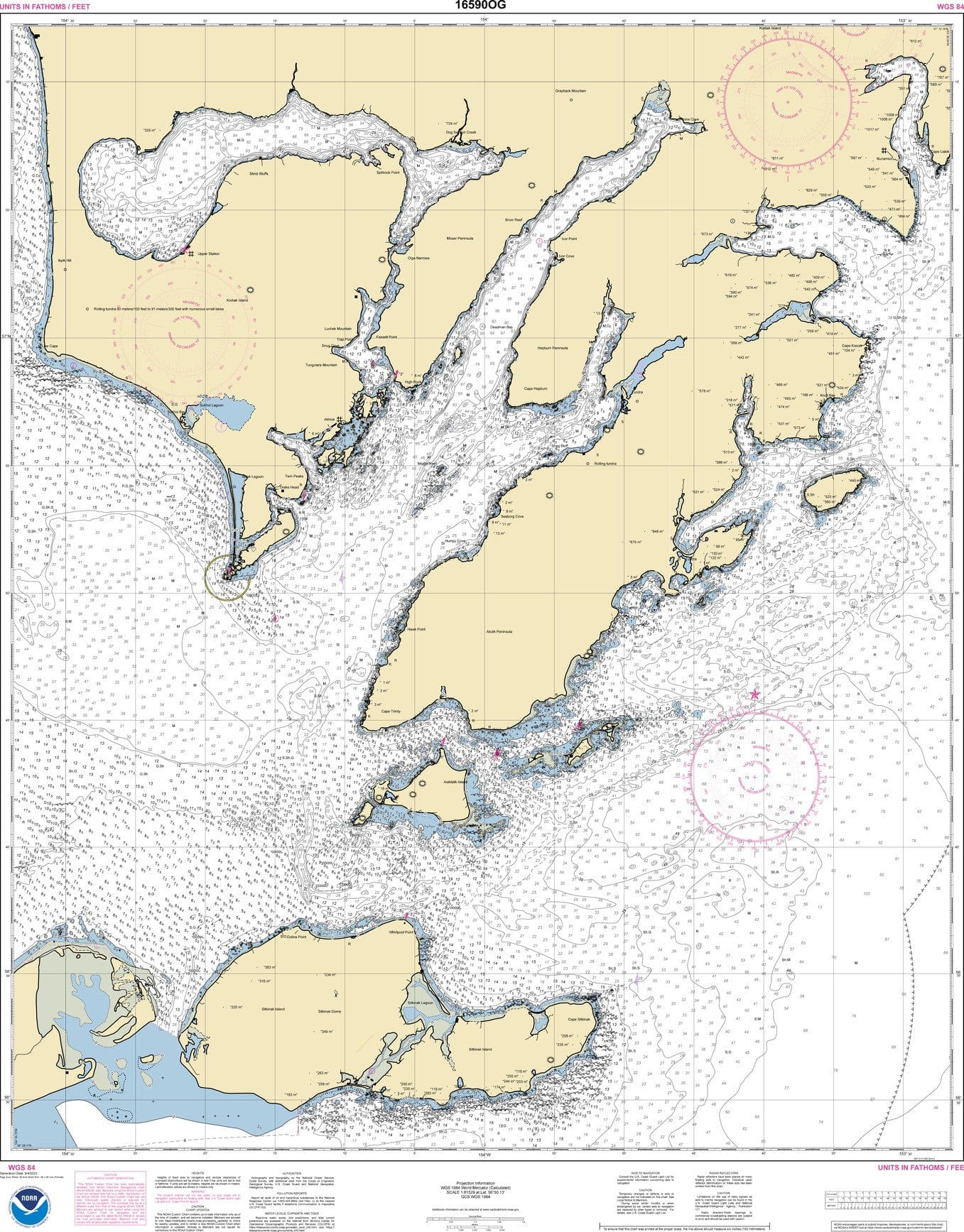 NOAA Nautical Chart 16590: Kodiak Island Sitkinak Strait and Alitak Bay